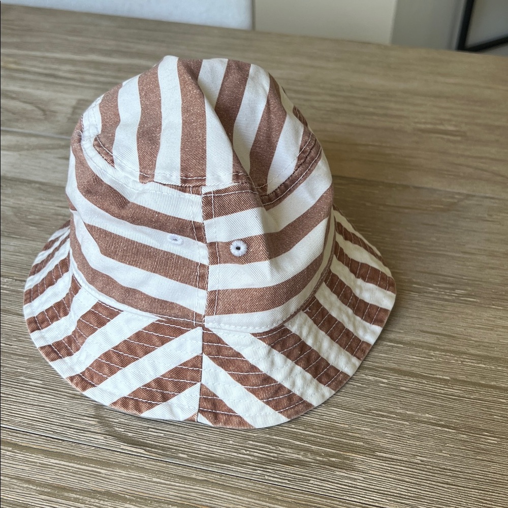 Striped Bucket Hat in Brown and White